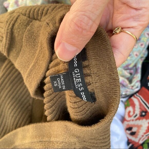 GUESS Seneca Snap Front Ribbed sweater Dress Olive Green size XS - Picture 3 of 13